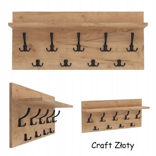 Wieszak na ubrania ścienny panelowy 9 haków 70x40 Biały na Arena.pl