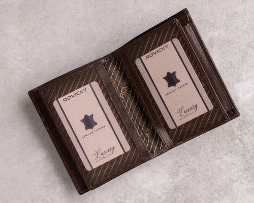 elegancki portfel męski ze skóry naturalnej, bez zapięcia - rovicky na Arena.pl