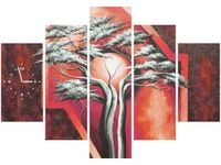 105CM 150CM ZEGAR 5 ELEM SZKARŁATNE DRZEWO DRUK OBRAZ