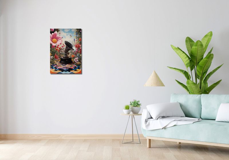 Obraz 40x60cm Gramofon w Kwiatach zdjęcie 2