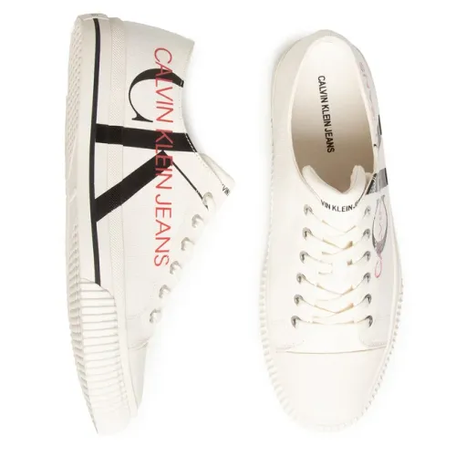 Calvin Klein Trampki męskie - Ivano lekkie - rozmiar 44 - białe, tkanina na Arena.pl