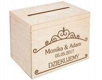 Pudełko na koperty drewniana skrzynka z nadrukiem