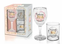 Prezent Na Ślub - Zestaw Kieliszek Do Wina + Szklanka Do Whisky