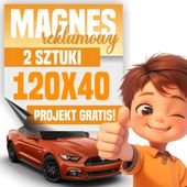 Profesjonalny Magnes 120x40 cm na Samochód - Twoja Reklama LOGO - 2 sztuki