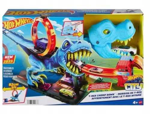 Zabawka dla dziecka - zestaw Hot Wheels City Samochód i tor z pętlą T-rexa na Arena.pl