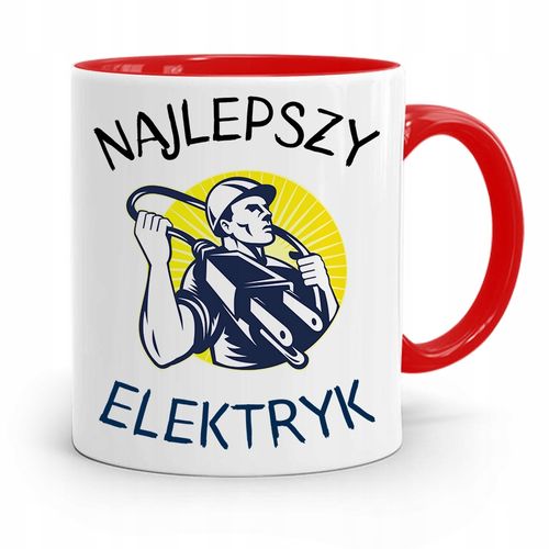Kubek Czerwony Dla Elektryka Najlepszy Elektryk Z Nadrukiem Ze Zdjęciem na Arena.pl