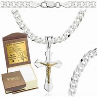 Łańcuszek Srebrny Męski Pancerka 5,00 mm z Krzyżykiem pr 925 Grawer Gratis