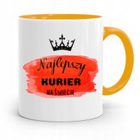 Kubek Żółty Dla Kuriera Najlepszy Na Świecie Z Nadrukiem Ze Zdjęciem