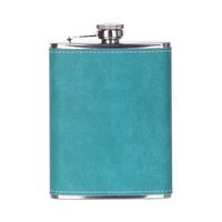 Piersiówka metalowa 240 ml z osłoną z zielonej skóry do sublimacji