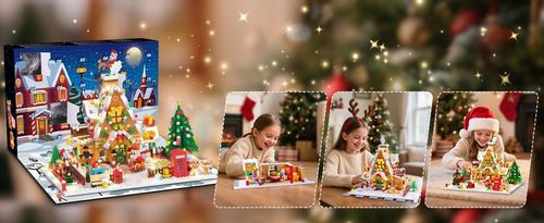 KALENDARZ ADWENTOWY KLOCKI DOMEK Z PIERNIKA CHOINKA MIKOLAJ LED 1763szt 24× na Arena.pl