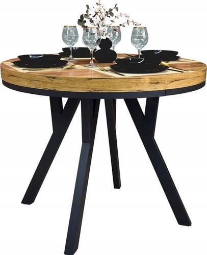 Stół okrągły 100 rozkładany do 200 cm LOFT metalowe nogi gruby blat na Arena.pl