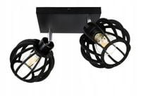 LAMPA SUFITOWA WISZĄCA PLAFON ŻYRANDOL CZARNY LOFT KLOSZ DREWNO NA 2x E27