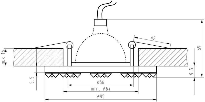 SS-19 CH/Gp MR16 chrom opr. strop. stała okrągła szkło grafitowe zdjęcie 2