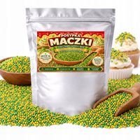 MACZKI CUKROWE ZIELONO-ZŁOTE POSYPKA DO TORTÓW BABECZEK I DESERÓW 50G