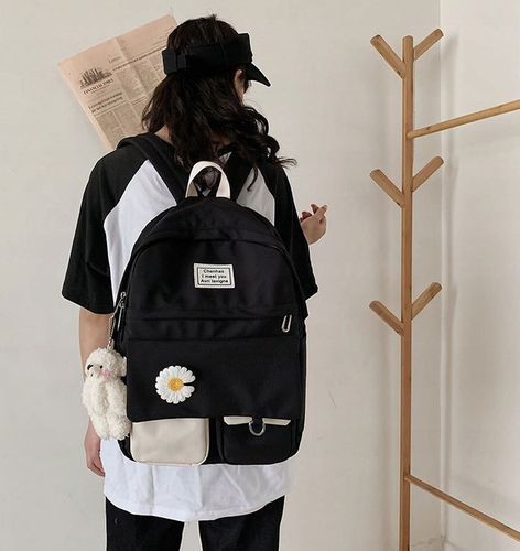 PLECAK SZKOLNY DLA DZIEWCZYNKI DUŻY A4 MODNY TORNISTER MŁODZIEŻOWY CZARNY na Arena.pl