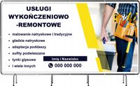 BANER REKLAMOWY 200x100 cm duży wybór wzorów USŁUGI BUDOWLANO WYKOŃCZENIOWE