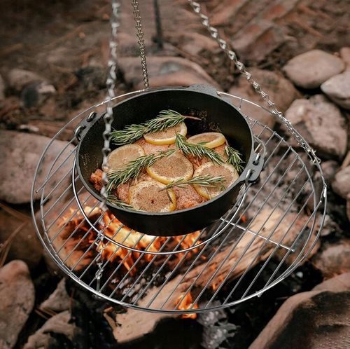 Grill Ogrodowy Wiszący Trójnóg Węglowy Palenisko Ruszt 55 cm BBQ Regulowany na Arena.pl