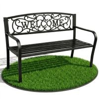 Ławka ogrodowa parkowa IRYS stalowa żeliwna 127x86x62 cm Czarna