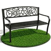 Ławka ogrodowa parkowa IRYS stalowa żeliwna 127x86x62 cm Czarna