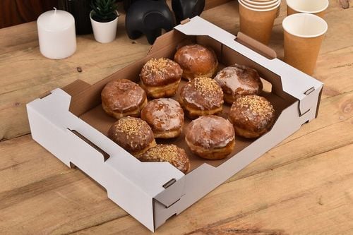 Karton Tacka Pudełko Pączki Donuty Ciasto TŁUSTY CZWARTEK 40x30, 50 sztuk na Arena.pl