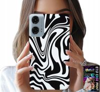 ETUI DO MOTOROLA MOTO G35 - CZARNO BIAŁA ABSTRAKCJA + SZKŁO HART