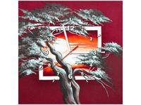 40X40CM ZEGAR KARMAZYNOWY ZACHÓD SŁOŃCA OBRAZ