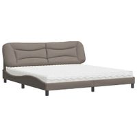 Łóżko z materacem, taupe, 200x200 cm, obite tkaniną
