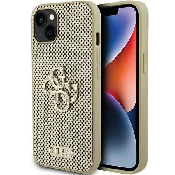 Etui Guess Perforated 4G Glitter do iPhone 15 - złote zdjęcie 1