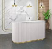 Biała - złota recepcja ryflowana podświetlana Premium 120x60x100