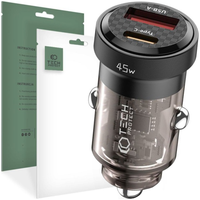 tech-protect cc45w 2-port car charger pd45w/qc3.0 black
