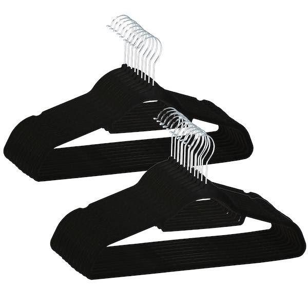Wieszak welurowy na ubrania 20 szt. czarny zdjęcie 1