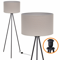 Lampa stojąca Trigni CZARNA - Nowoczesny Design Szary VLORA abażur