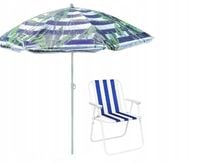 Krzesło składane turystyczne wędkarskie campingowe + Parasol plażowy