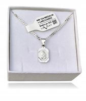 ŁAŃCUSZEK SREBRNY MEDALIK KOMUNIJNY MATKA BOSKA NA KOMUNIĘ NA CHRZEST