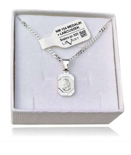 ŁAŃCUSZEK SREBRNY MEDALIK KOMUNIJNY MATKA BOSKA NA KOMUNIĘ NA CHRZEST na Arena.pl