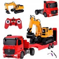 LAWETA ZDALNIE STEROWANA CIĘŻARÓWKA TIR MERCEDES NA PILOTA RC + KOPARKA 2w1