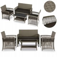 Zestaw Mebli Ogrodowych Technorattan Taras Ogród Komplet Brązowy FILADELFIA