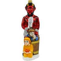 Bombka choinkowa szklana: Krampus z dziećmi