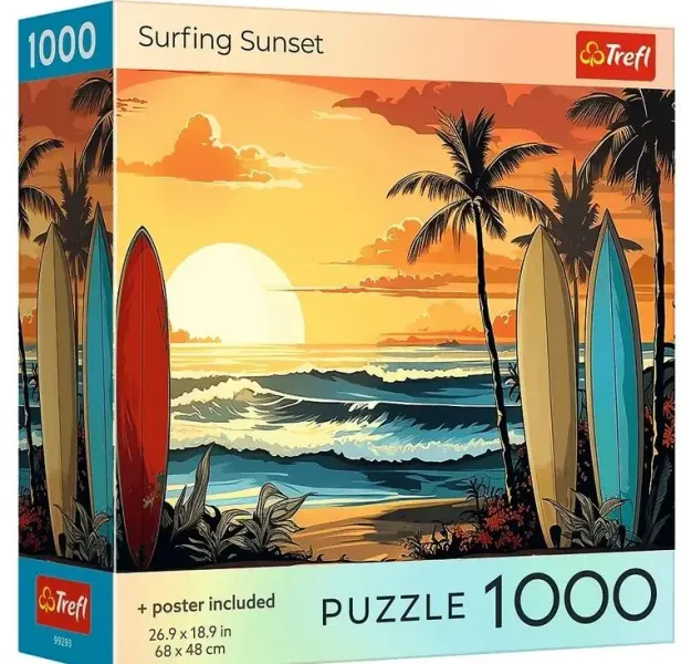 Puzzle 1000 USA Collection: Surfing Sunset TREFL zdjęcie 1