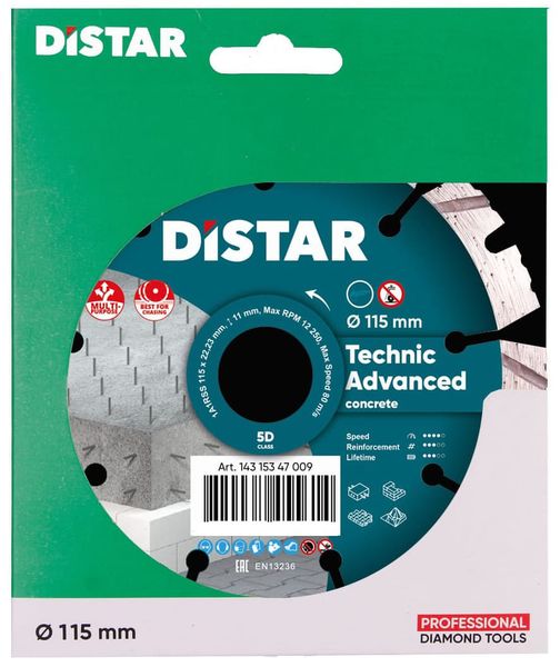 Diamentowa tarcza tnąca 1A1RSS 115 Distar Technic Advanced zdjęcie 2