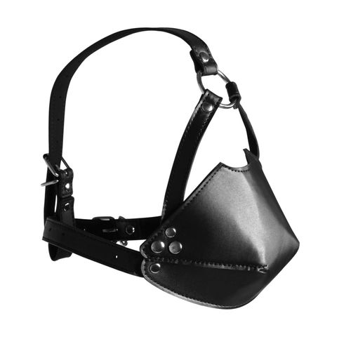 head harness with mouth cover and solid ball gag   black na Arena.pl