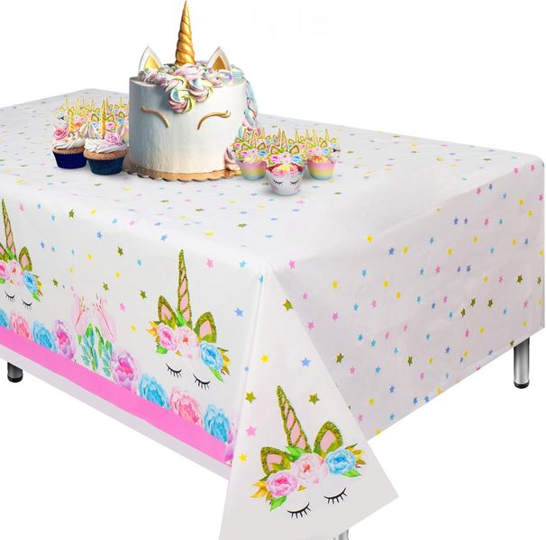 Obrus Jednorożec Dla Dziewczynki Urodziny 2 Sztuki 274x137 Cm Biały zdjęcie 4
