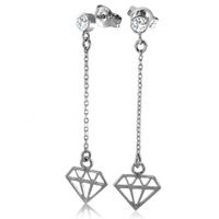 SREBRNE KOLCZYKI DIAMENCIKI NA ŁAŃCUSZKU SREBRO PRÓBY 925