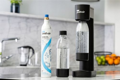 Saturator do wody Dafi PushAir + 2x butelka 0,7 L + nabój CO2 zestaw czarny na Arena.pl