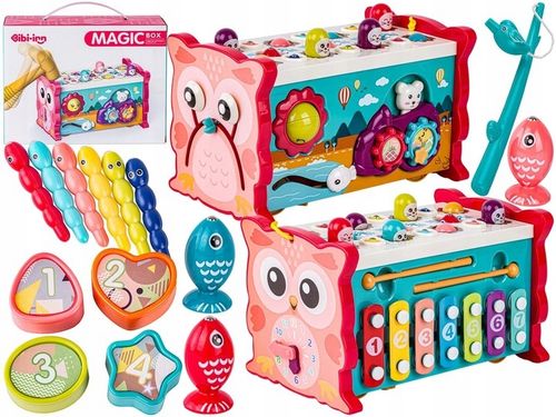 MAGICZNA EDUKACYJNE PUDEŁKO WBIJAK ZEGAR SÓWKA MŁOTEK na Arena.pl