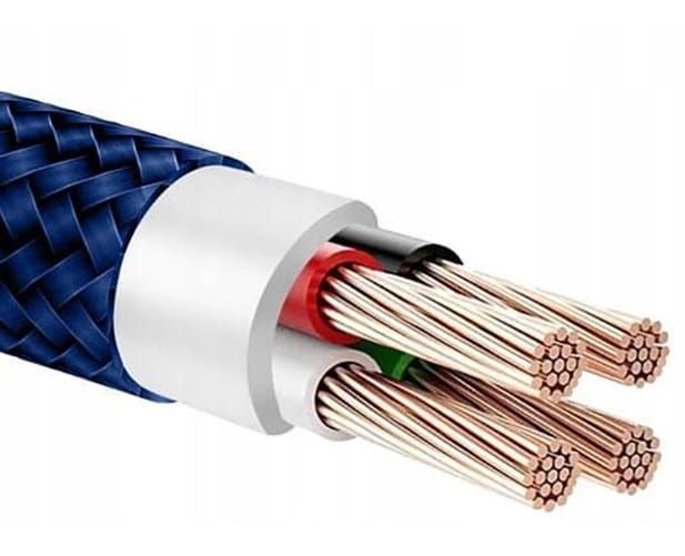 Kabel USB Typ-C - USB Typ-C Spider oplot (1 m, niebieski) zdjęcie 3