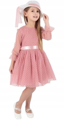 SUKIENKA ELEGANCKA TIUL KAPELUSZ róż 8/9 H110B na Arena.pl