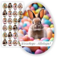 NAKLEJKI jajka zajączki kolorowe WIELKANOC prezent kartkę 24 szt. 5 cm