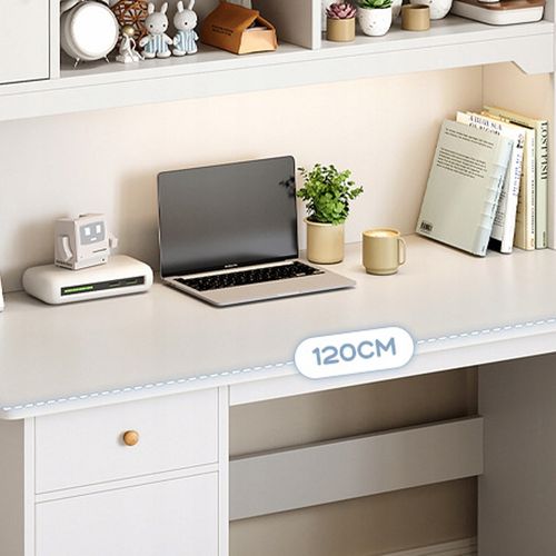 BIURKO KOMPUTEROWE BIAŁE LOFT POD LAPTOP KOMPUTER NOWOCZESNE Z 7 PÓŁKAMI na Arena.pl