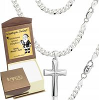 Łańcuszek Męski Srebrny Pancerka 5,00 mm z Krzyżykiem pr 925 Grawer Gratis